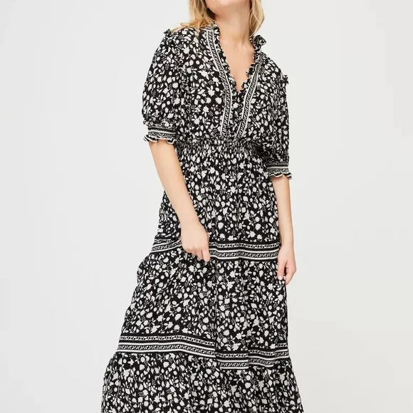 Max Studio Black and White Floral Midi Dress - Picture 5 of 8